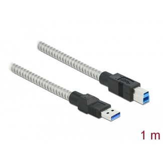 DeLOCK Delock USB 3.2 Gen 1 Cable Type-A male to Type-B male with metal jacket 1 m