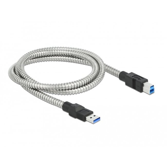 Delock USB 3.2 Gen 1 Cable Type-A male to Type-B male with metal jacket 1 m