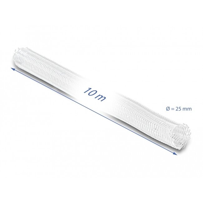 Delock Braided Sleeve self-closing 10 m x 25 mm white