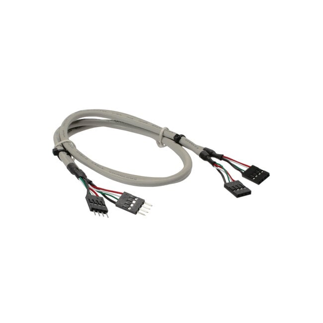 InLine® USB 2.0 verlengkabel, intern 2x 4-pins adapterkabel naar adapter socket, 60cm