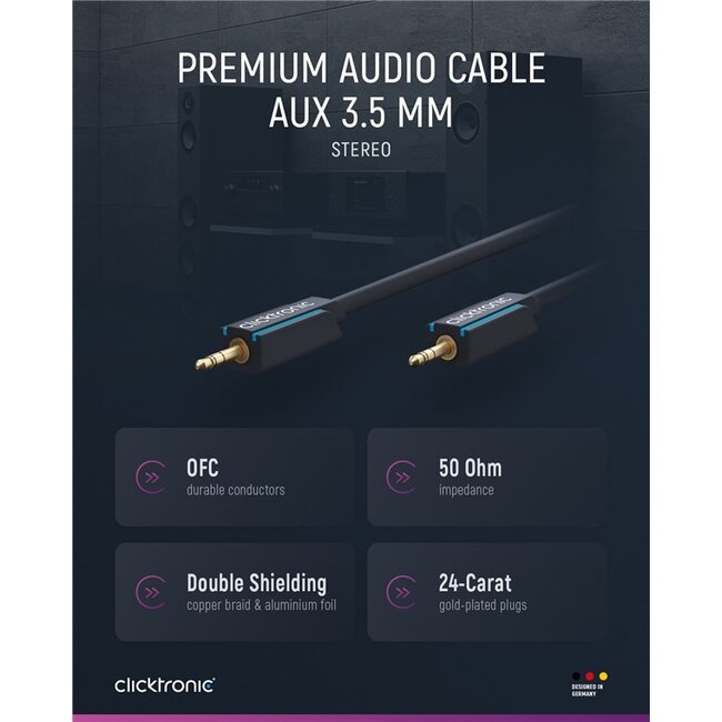 Clicktronic 3.5 mm AUX Cable, Stereo 10 m