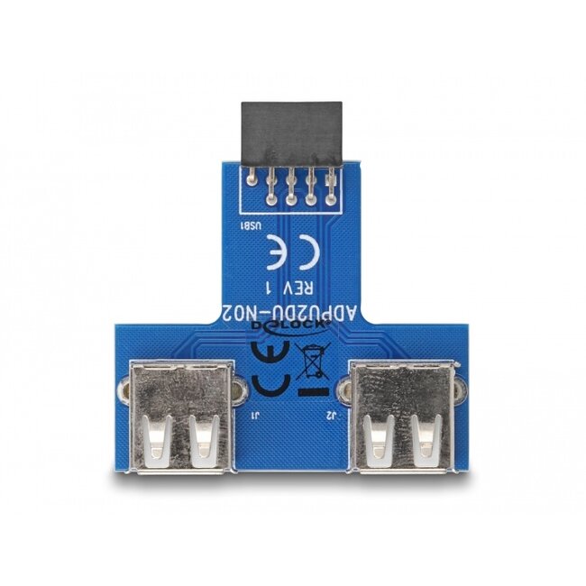 Delock USB pin header female > 2 x USB 2.0 female - up