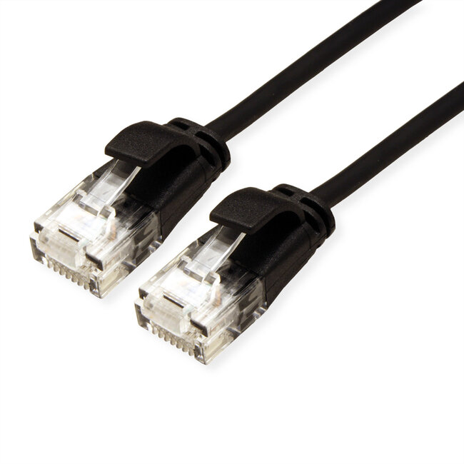 ROLINE GREEN UTP patchkabel Cat.6A (Class EA), LSOH, extra dun, zwart, 1,5 m