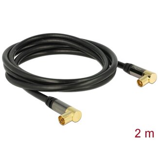 DeLOCK Delock Antenna Cable IEC Plug Angled > IEC Jack Angled RG-6/U 2 m black