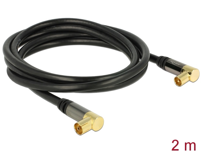 DeLOCK 88865. Aansluiting 1: IEC, Aansluiting 2: IEC, Contact geleider materiaal: Goud. Soort kabel: RG-6/U, Lengte snoer: 2 m, Kleur van het product: Zwart. Aantal inbegrepen prod