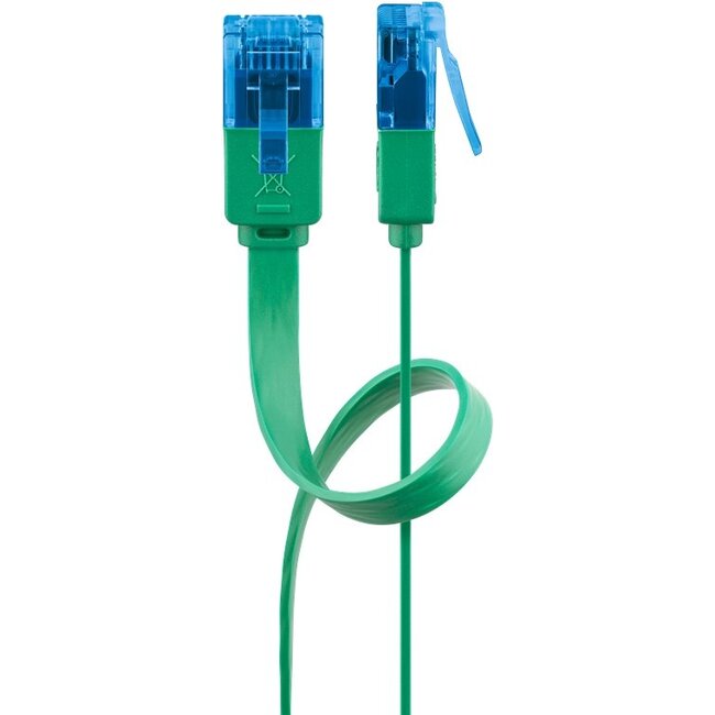 Goobay CAT 6A Flat Patch Cable U/UTP, green 1 m