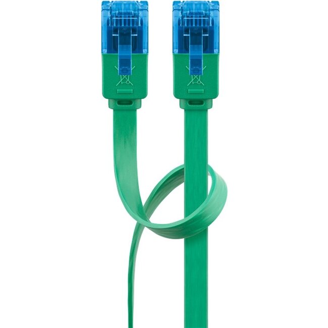 Goobay CAT 6A Flat Patch Cable U/UTP, green 1 m