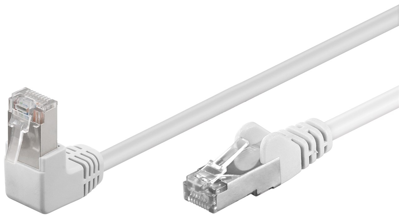 Goobay CAT 5e netwerkkabel 1x 90° haaks, F/UTP, wit, 2 m