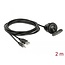 Delock Cable USB Type A male + 3.5 mm 4 pin stereo jack male > female bulkhead with closure cap USB Type A female + 3.5 mm 4 pin female (audio) 2 m black