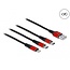 Delock USB Charging Cable 3 in 1 Type-A to Lightning™ / 2 x USB Type-C™ 1 m black / red