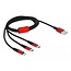 Delock USB Charging Cable 3 in 1 Type-A to Lightning™ / 2 x USB Type-C™ 1 m black / red