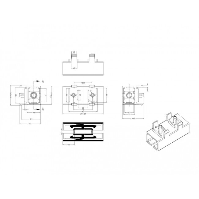 Delock Optic Fiber Coupler for PCB SC Simplex female to SC Simplex female Single-mode blue