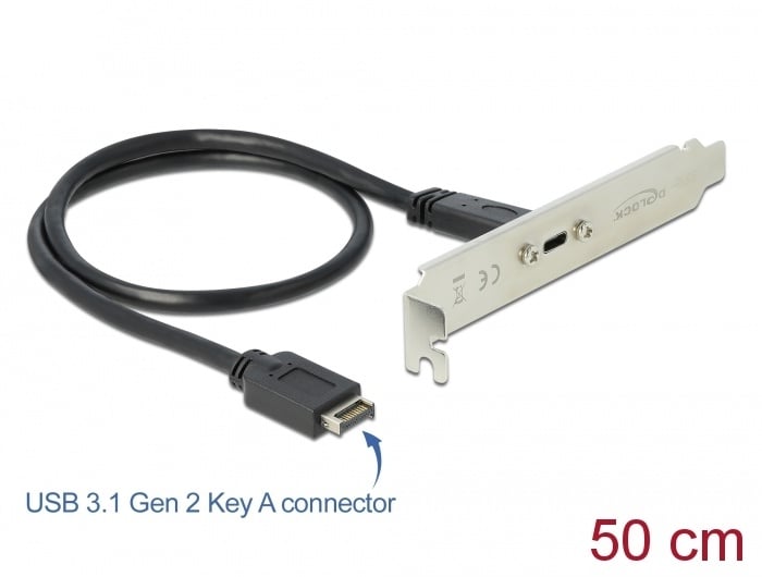DeLOCK 89936. Snoerlengte: 0,5 m, Aansluiting 1: USB A, Aansluiting 2: USB C, USB-versie: USB 3.2 Gen 2 (3.1 Gen 2), Maximale overdrachtssnelheid van gegevens: 10000 Mbit/s, Kleur