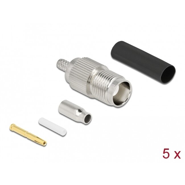 Delock TNC Buchse zum Crimpen RG-174 / RG-316 mit passendem Schrumpfschlauch