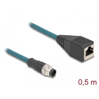 DeLOCK Delock M12 Adapter Cable A-coded 8 pin male to RJ45 female 50 cm