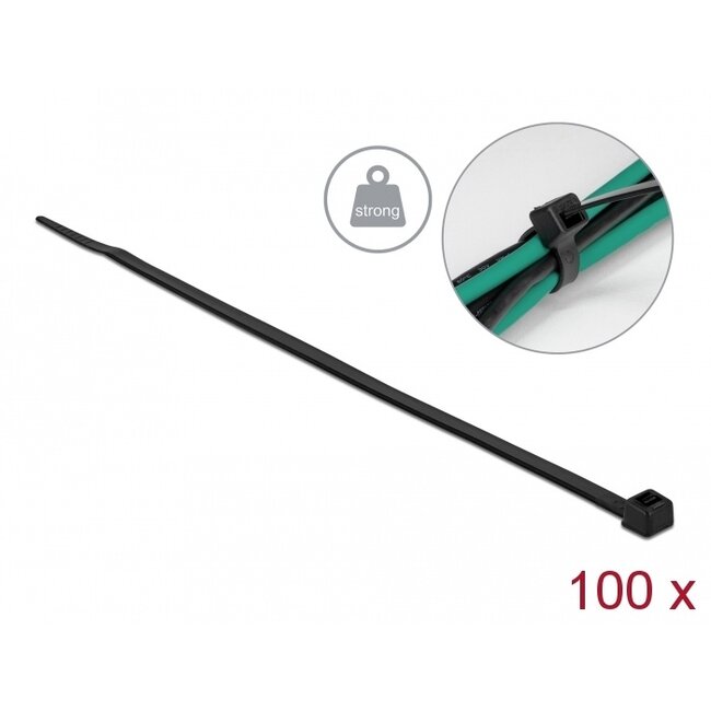 Delock Cable tie with high tensile strength L 300 x W 4.8 mm black 100 pieces