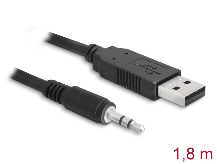 DeLOCK USB 2.0/3.5 mm 1.8m. Aansluiting 1: 3.5mm, Aansluiting 1 type: Mannelijk, Aansluiting 2: USB, Aansluiting 2 type: Mannelijk, Snoerlengte: 1,8 m, Kleur van het product: Zwart