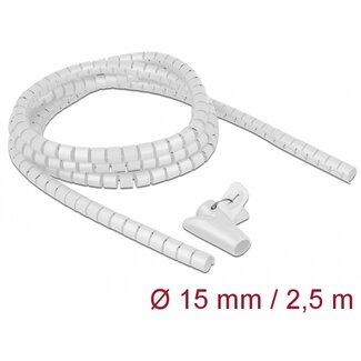 DeLOCK Delock Spiral Hose with Pull-in Tool 2.5 m x 15 mm white
