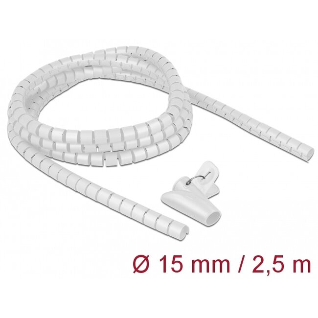 Delock Spiral Hose with Pull-in Tool 2.5 m x 15 mm white