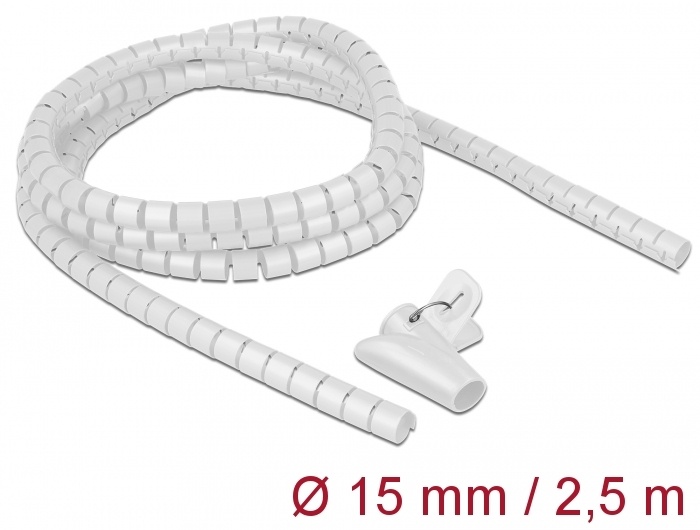 DeLOCK 18839. Soort: Kabelbescherming op vloer, Kleur van het product: Wit, Materiaal: Polyethyleen. Lengte: 2,5 m, Diameter: 1,5 cm