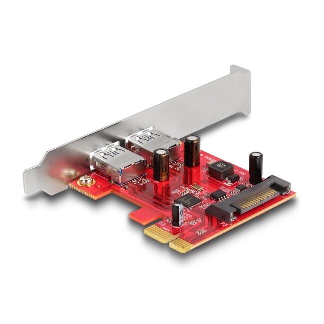 Delock PCI Express x1 Card to 2 x external USB 5 Gbps Type-A female - Low Profile Form Factor