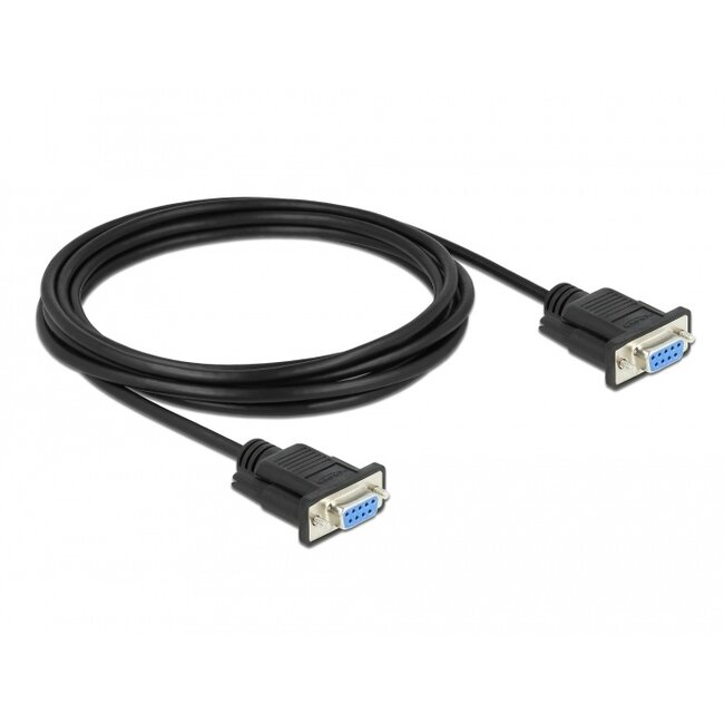 Delock Serial Cable RS-232 D-Sub9 female to female null modem with narrow plug housing 3 m