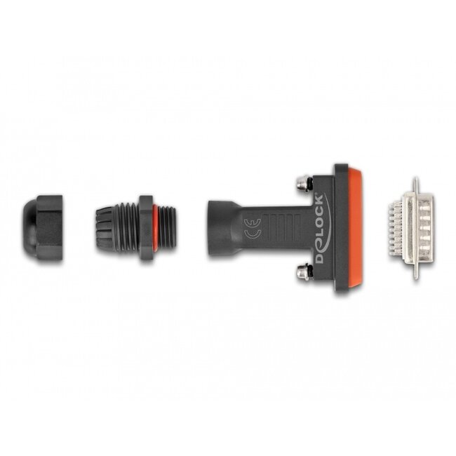 Delock D-Sub HD 26 pin male with housing IP67 waterproof