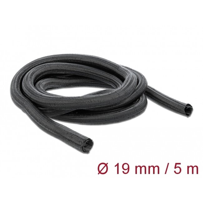 Delock Braided Sleeving self-closing 5 m x 19 mm black