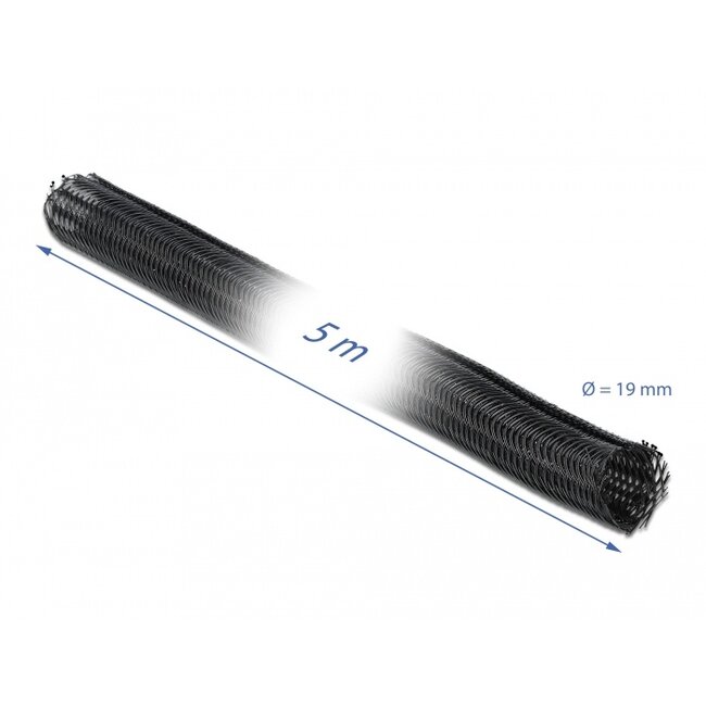 Delock Braided Sleeving self-closing 5 m x 19 mm black