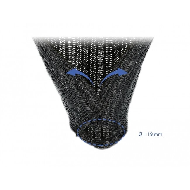 Delock Braided Sleeving self-closing 5 m x 19 mm black