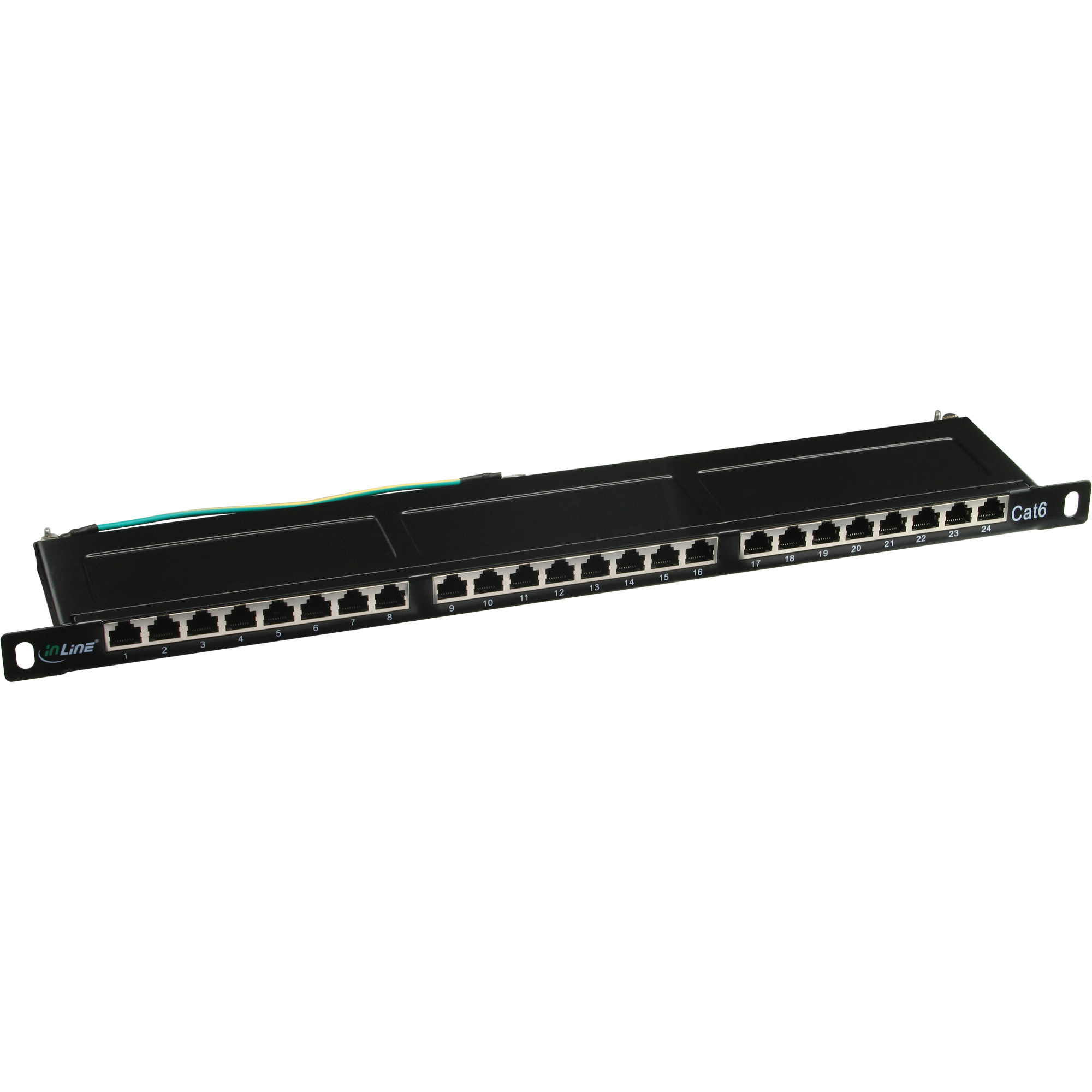 24-poorts Cat6 Patchpaneel - STP Afgeschermd - 0,5U - Zwart