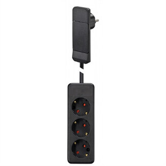 Bachmann BACHMANN SmartPlug platte stekker, met 3x geaard stopcontact, zwart, 1,6 m