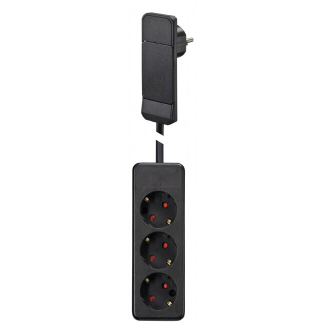 BACHMANN SmartPlug platte stekker, met 3x geaard stopcontact, zwart, 1,6 m