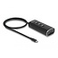 Delock 3 Port USB 10 Gbps Hub including SD and Micro SD Card Reader with USB Type-C™ connector 60 cm Cable and Switch for each port