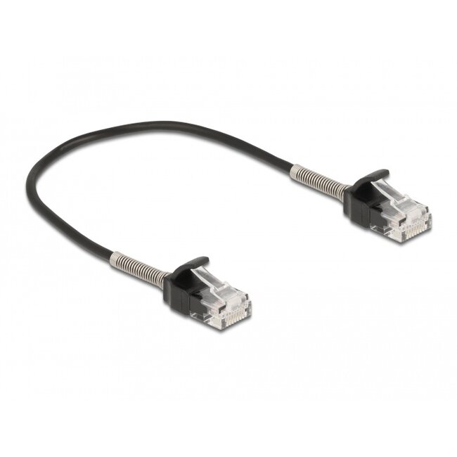 Delock Cable RJ45 plug to RJ45 plug with bend protection Cat.6A 25 cm black