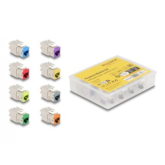 DeLOCK Delock Keystone Modul RJ45 jack to LSA Cat.6A toolfree assorted colours set 8 pieces