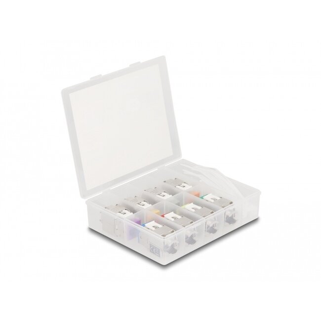 Delock Keystone Modul RJ45 jack to LSA Cat.6A toolfree assorted colours set 8 pieces