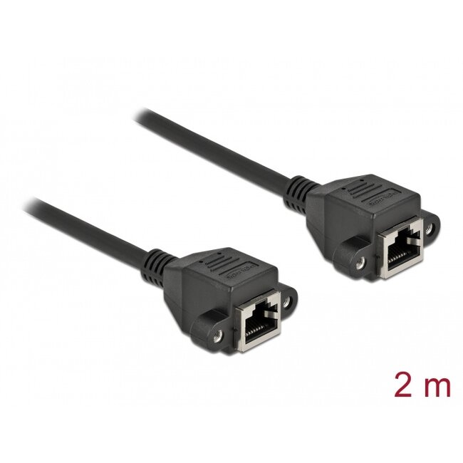 Delock Network Extension Cable S/FTP RJ45 jack to RJ45 jack Cat.6A 2 m black