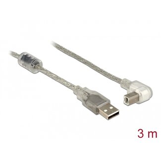 DeLOCK Delock Cable USB 2.0 Type-A male > USB 2.0 Type-B male angled 3.0 m transparent