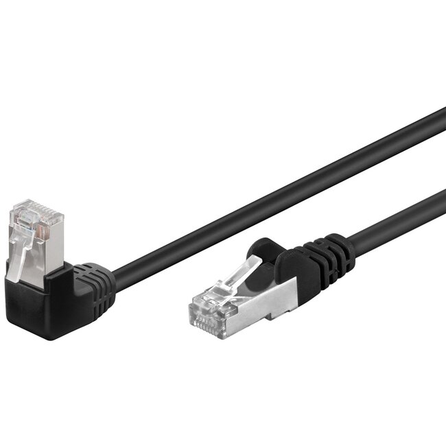Goobay CAT 5e Patch Cable 1x 90° Angled, F/UTP, black 0.25 m