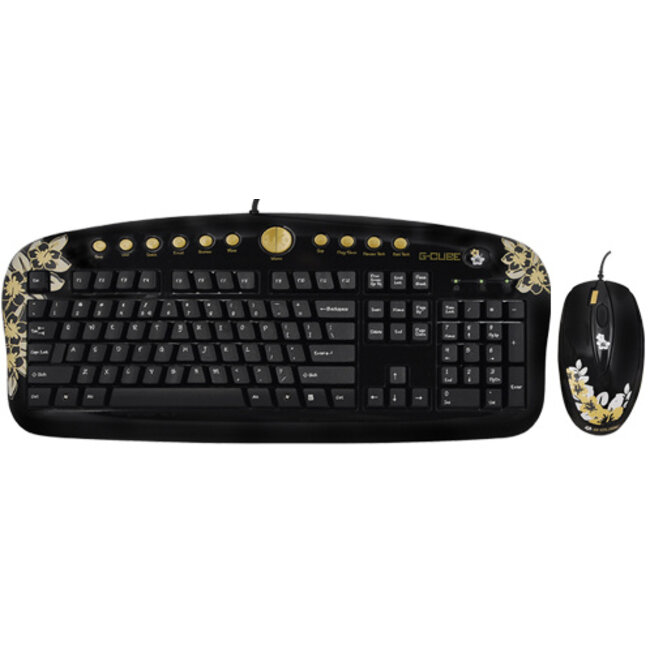 Golden Aloha - Golden Sunset - Multimedia Keyboard & G-laser Mouse Desktop Set - DE Layout