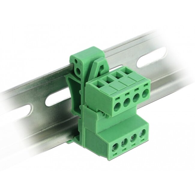 Delock Terminal Block Set for DIN Rail 4 pin with pitch 5.08 mm angled