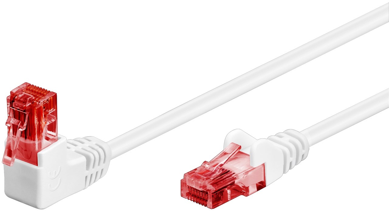 Goobay CAT 6 netwerkkabel 1x 90° haaks, U/UTP, wit, 0,25 m