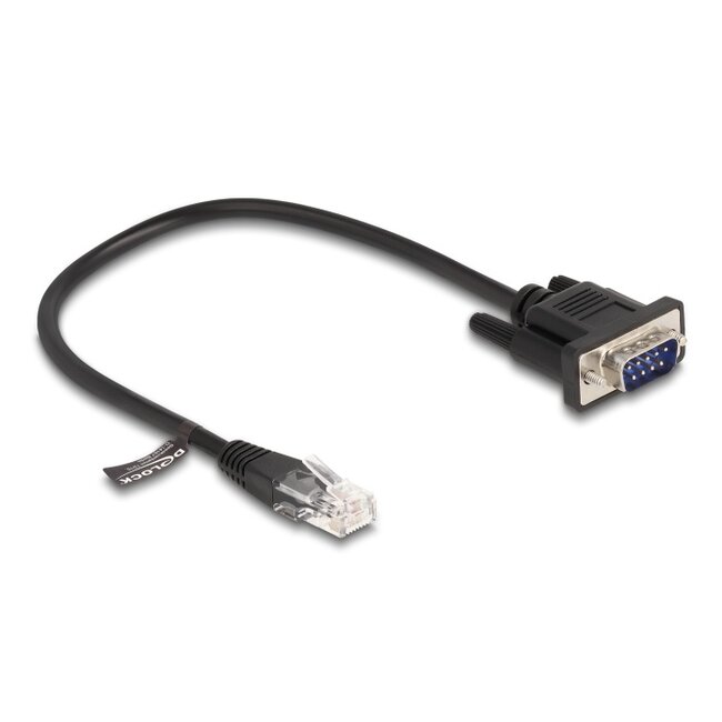 Delock Cable RJ45 plug to Serial RS-232 D-Sub 9 male 30 cm black