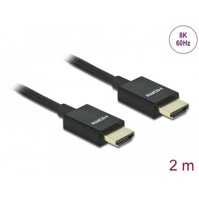 Delock Coaxial High Speed HDMI Cable 48 Gbps 8K 60 Hz black 2 m
