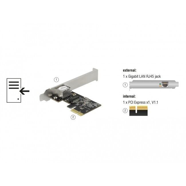 Delock PCI Express x1 Card 1 x RJ45 Gigabit LAN RTL8111