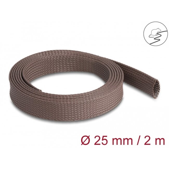 Delock Braided Sleeve rodent resistant stretchable 2 m x 25 mm brown
