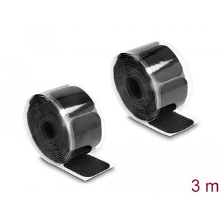 DeLOCK Delock Hook-and-loop pad on roll self-adhesive 45 x 50 mm - length 3 m black