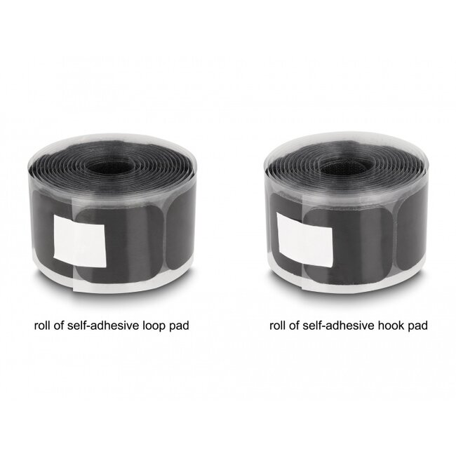 Delock Hook-and-loop pad on roll self-adhesive 45 x 50 mm - length 3 m black