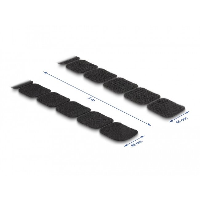 Delock Hook-and-loop pad on roll self-adhesive 45 x 50 mm - length 3 m black